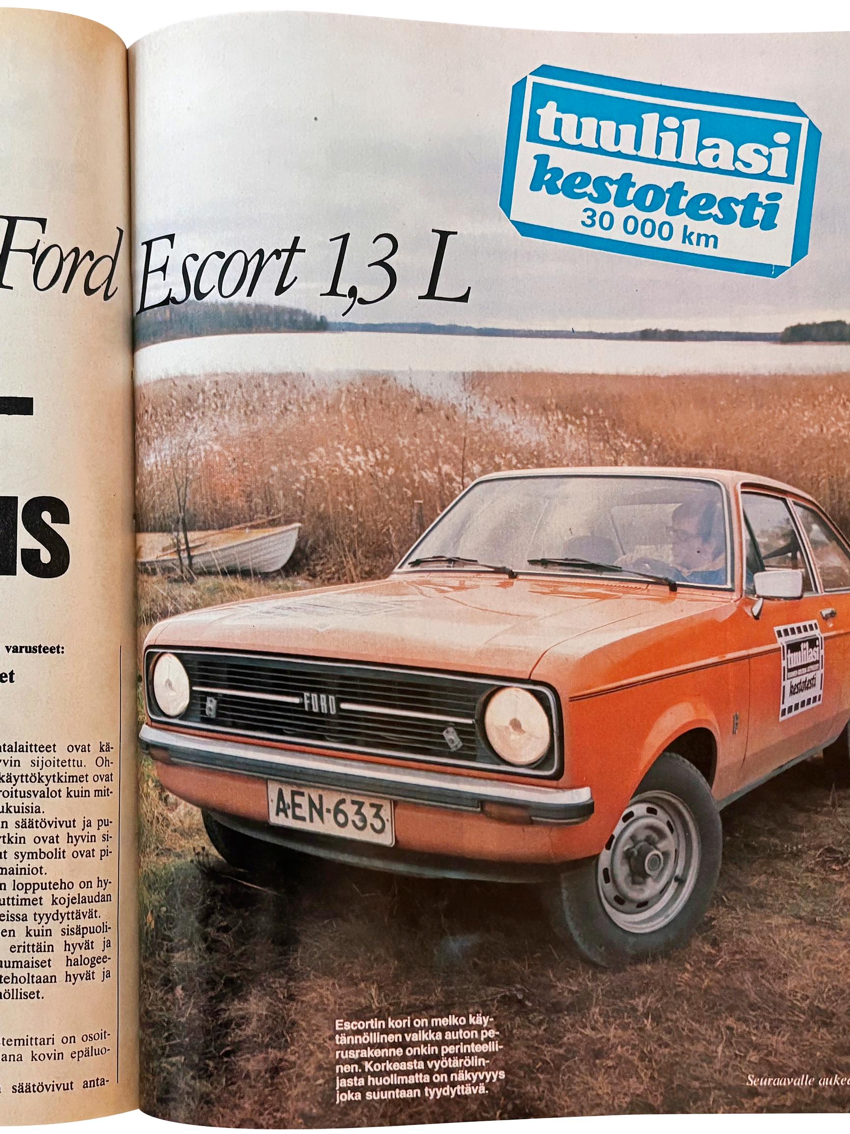 ”Virranjakajan laakeri oli vahingoittunut ja nokka-akseli katkennut” – Tuulilasin kestotestissä 1975 Ford Escort 1,3 L