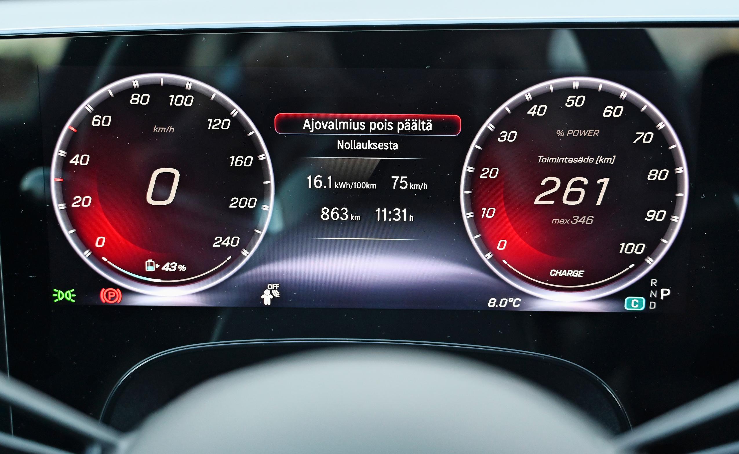 Mercedes-Benz CLA 250+ AMG Linen muokattava mittaristonäkymä on mersumaisen klassinen ja selkeä.