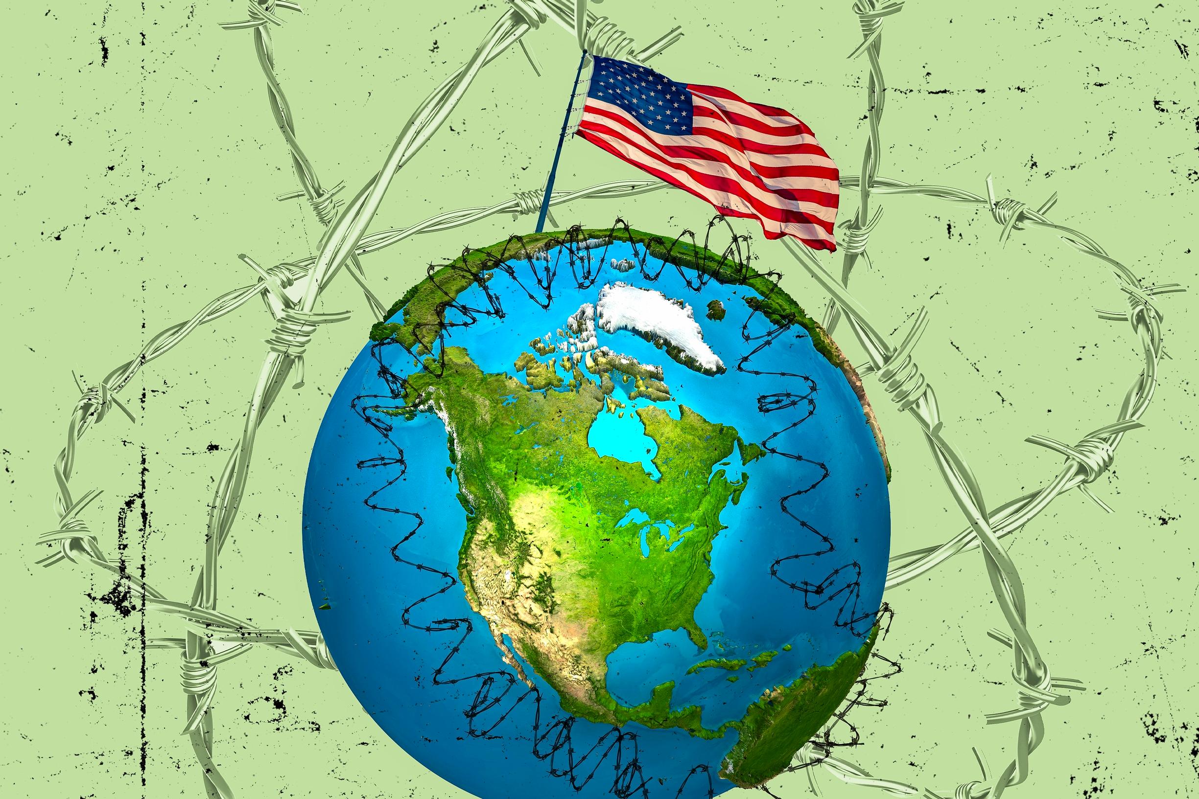 Pohjois-Amerikan kartta ja Maapallo piirroskuvassa