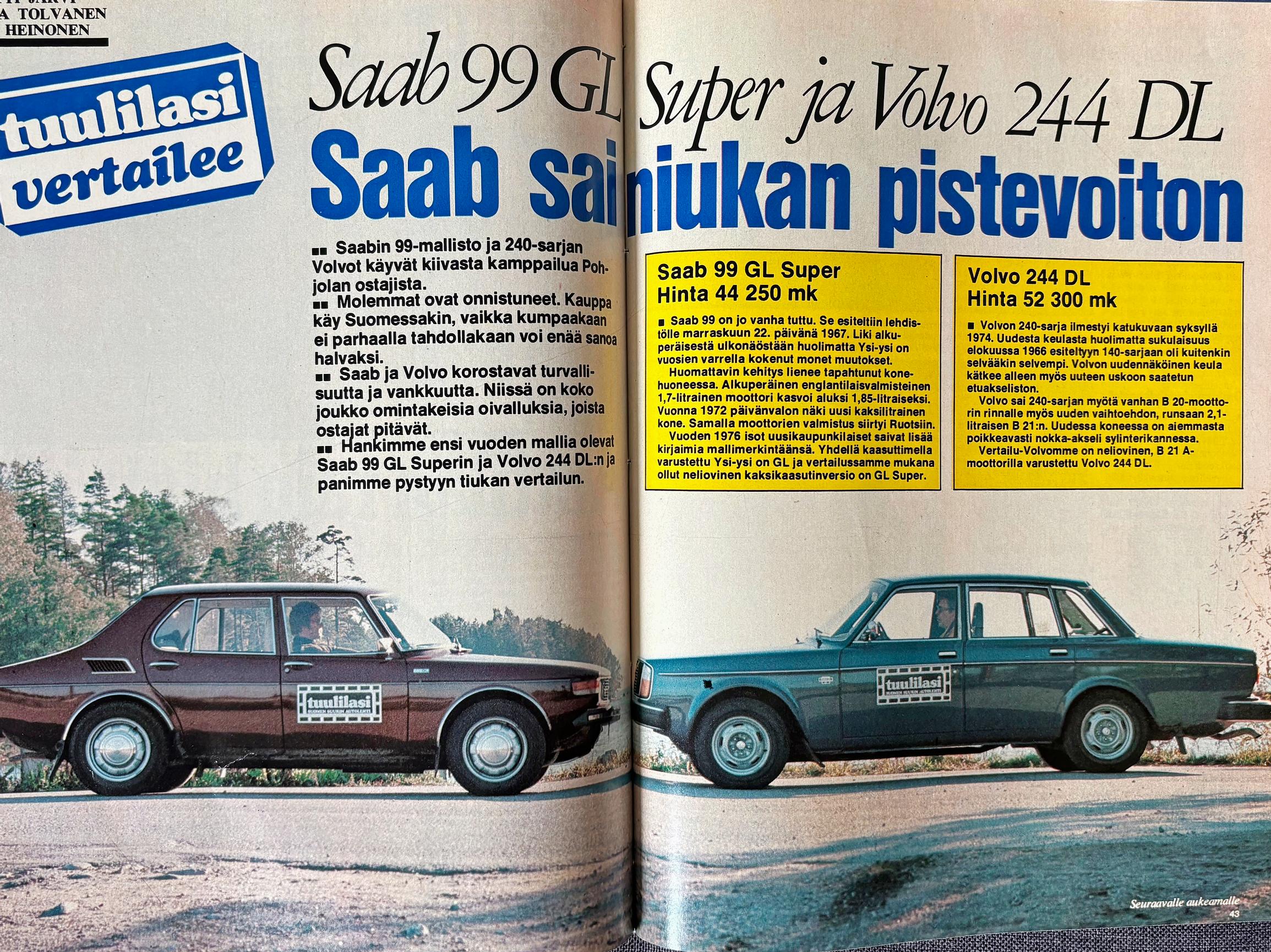 Ruotsalaisten kaksintaistelu: Saab 99 GL Super ja Volvo 244 DL – Parivertailun voiton ratkaisivat taloudellisuus, suorituskyky ja yleiset ajo-ominaisuudet