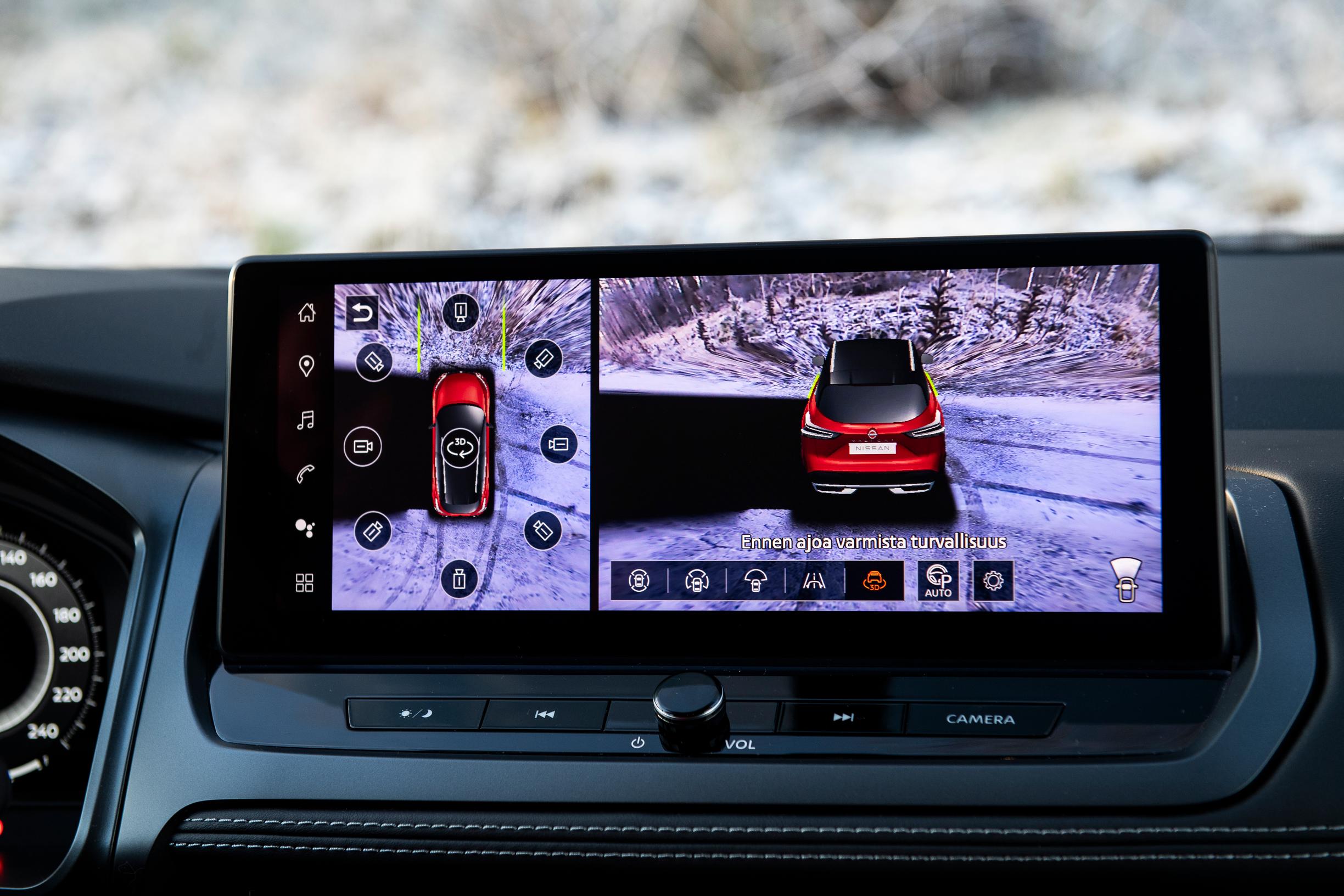 Nissan Qashqai e-Powerin kamerat tarjoavat näkymiä kaikkiin suuntiin.