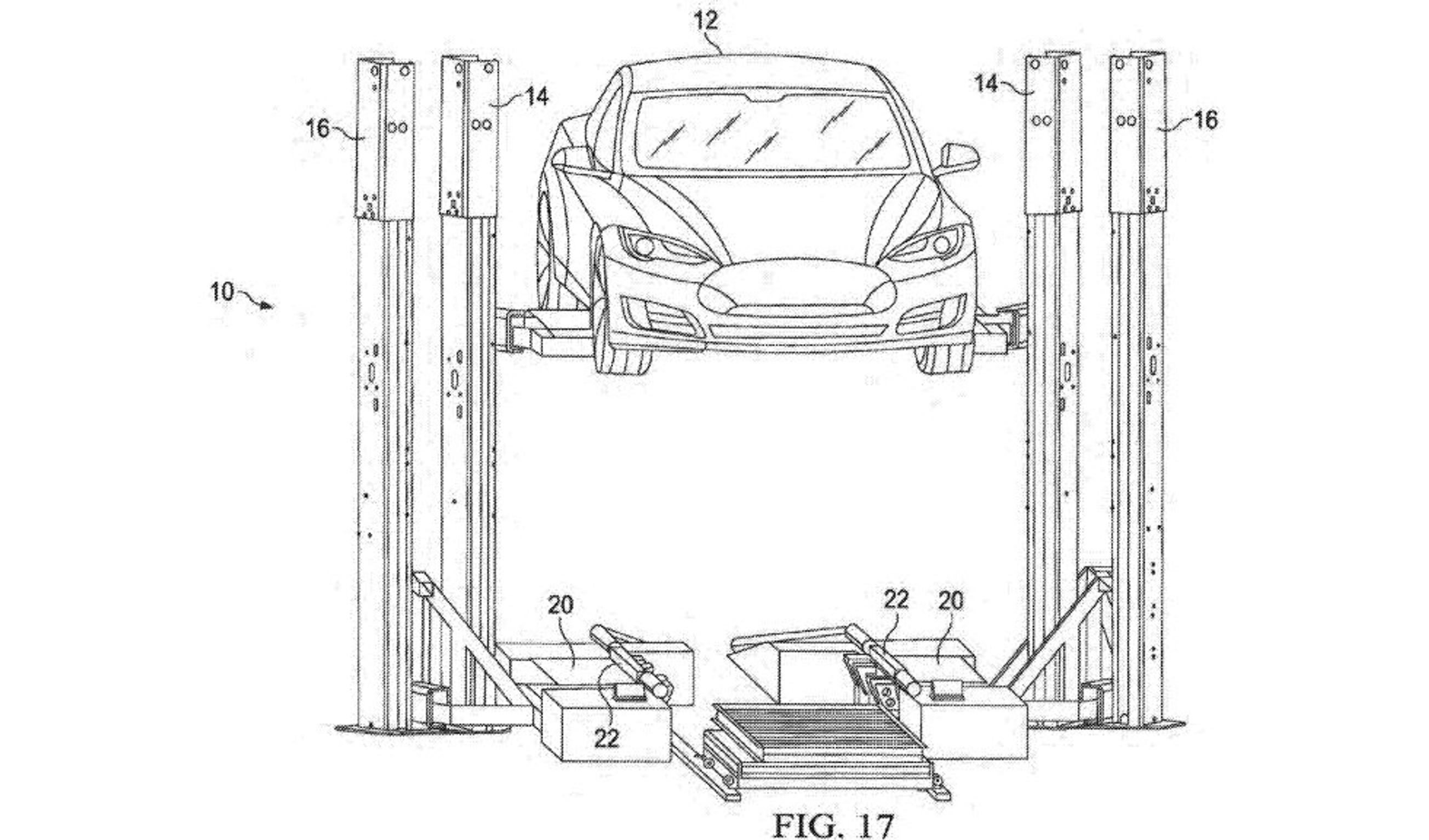 Tesla patentoi laitteen jolla sähköauton akut voi vaihtaa 15 minuutissa