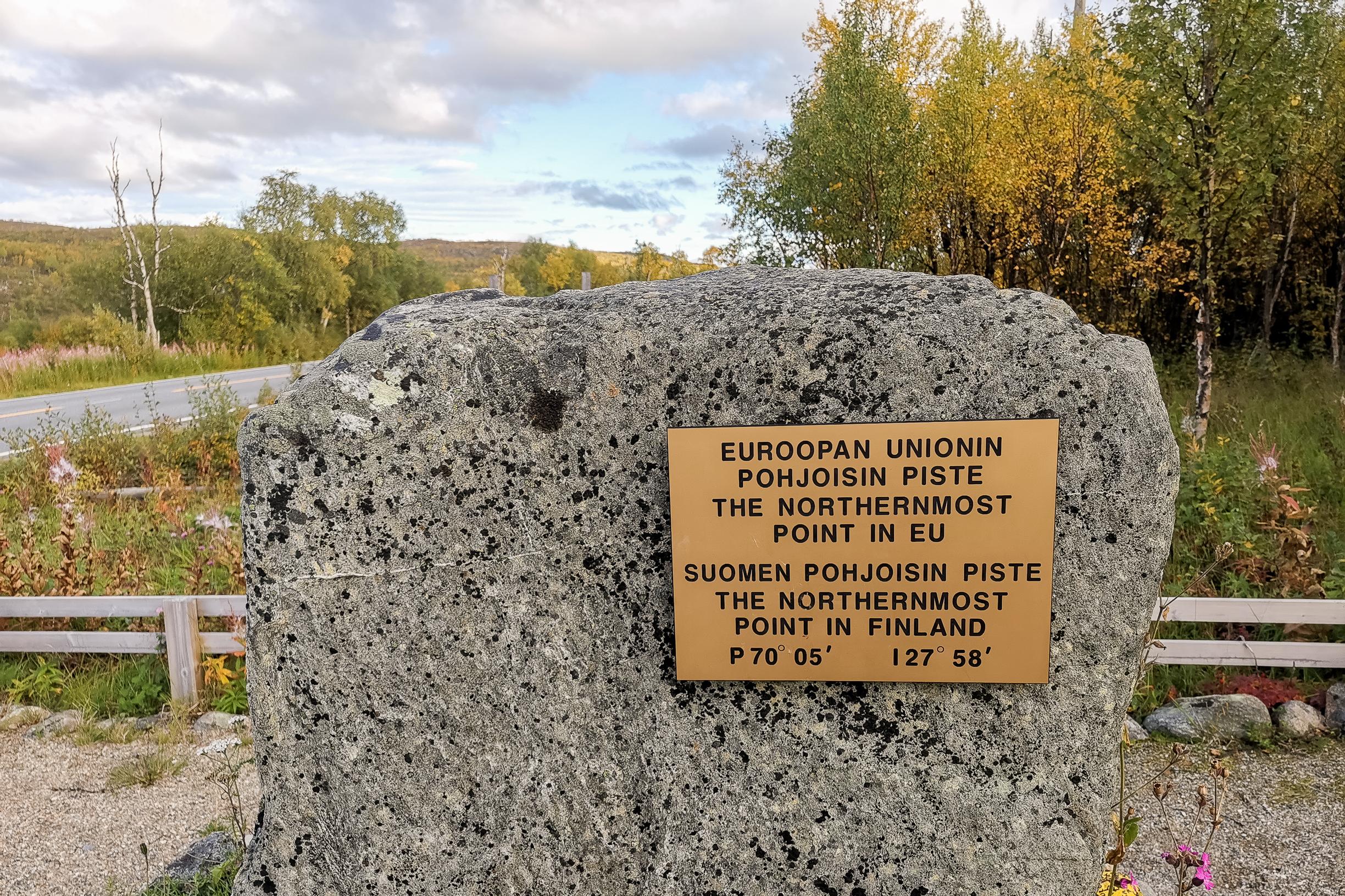 Suomen pohjoisin piste. Euroopan unionin pohjoisin piste. Nuorgam, Utsjoki.
