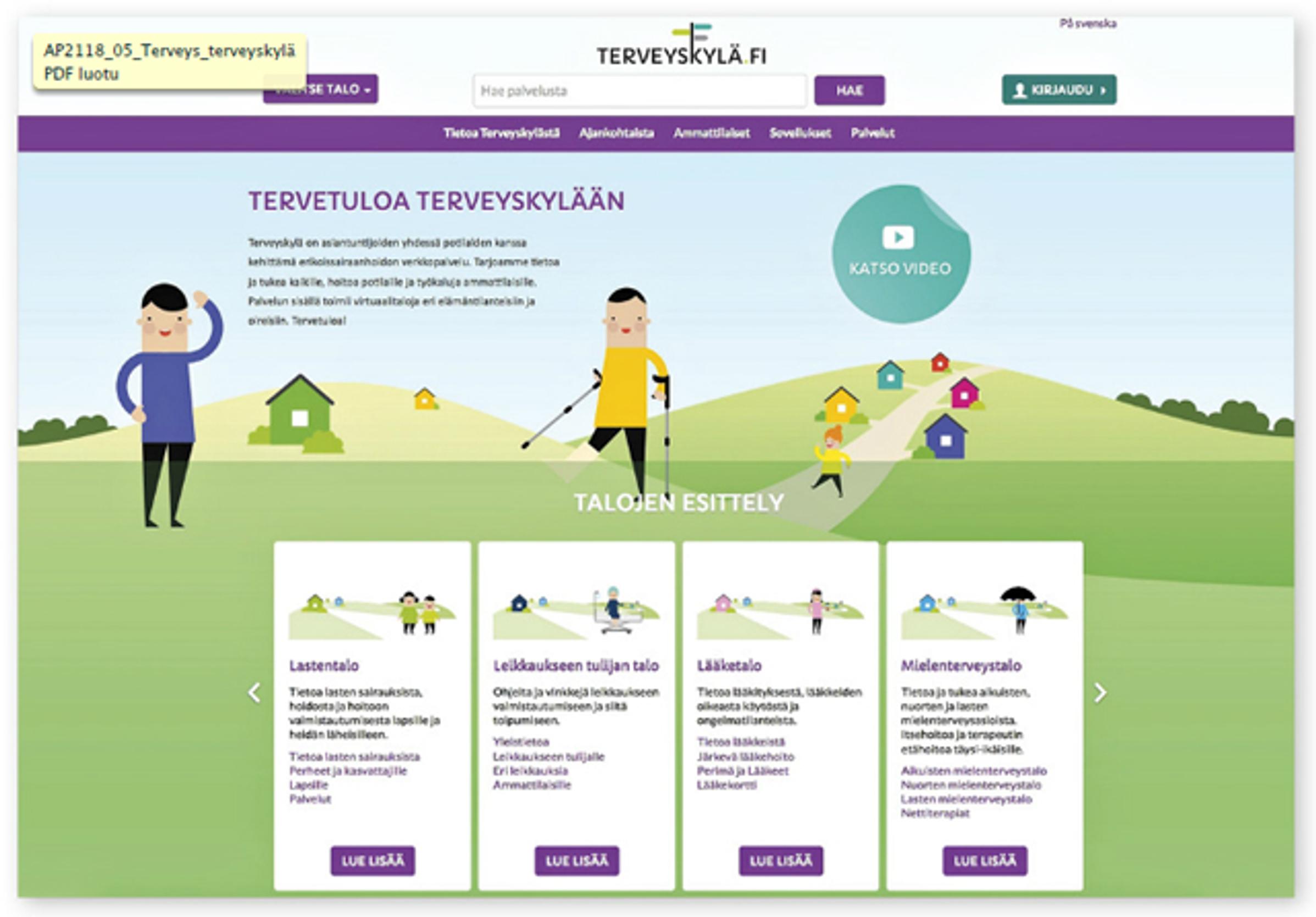 Terveyskylä on terveyden verkkopalvelu kotonasi