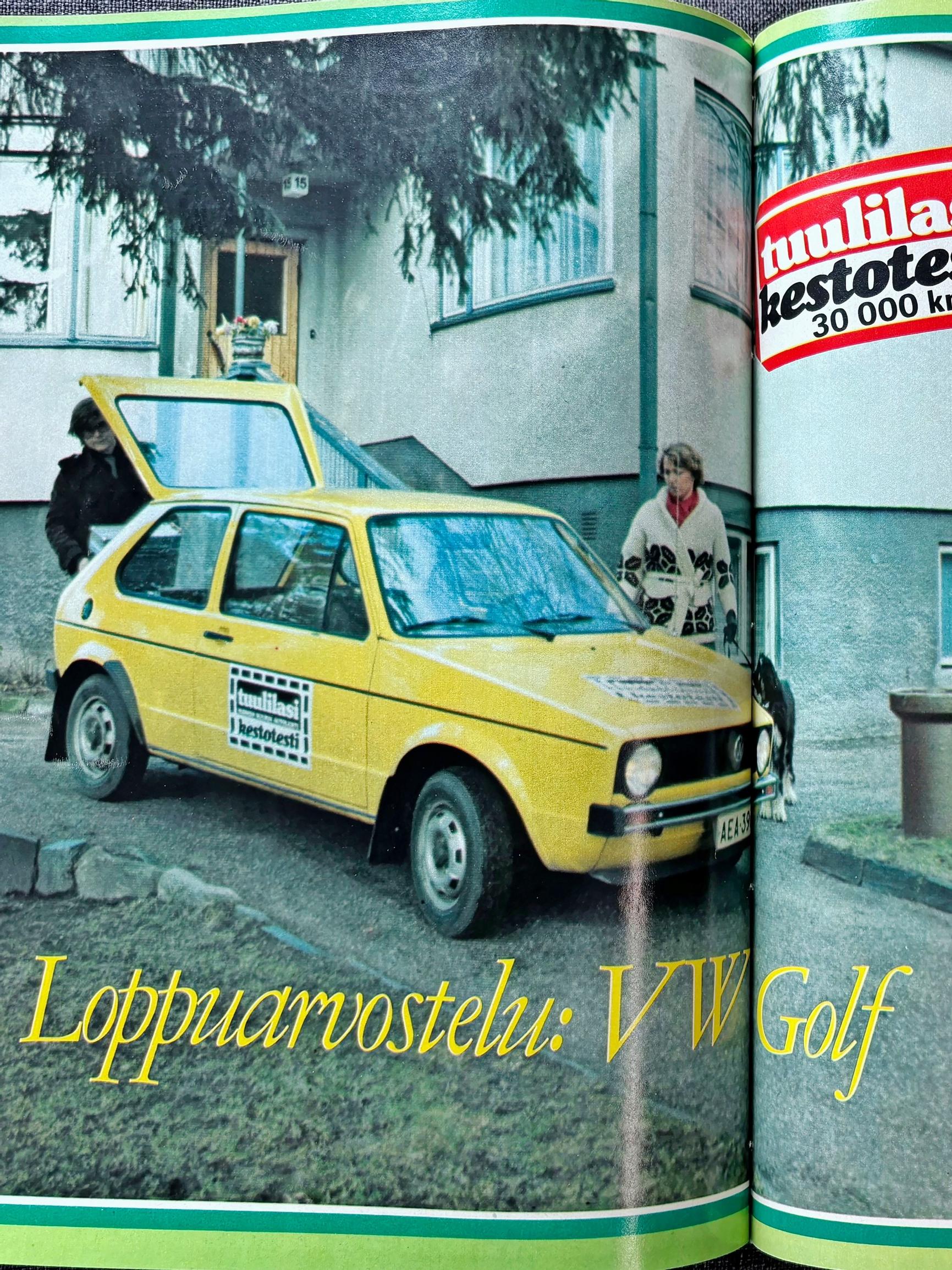 Vuoden 1975 testissä Volkswagen Golf: ”Kolinaa, kilinää ja räminää – omistajan on parasta opetella sähkölaitteiden kuivaamisen taito”