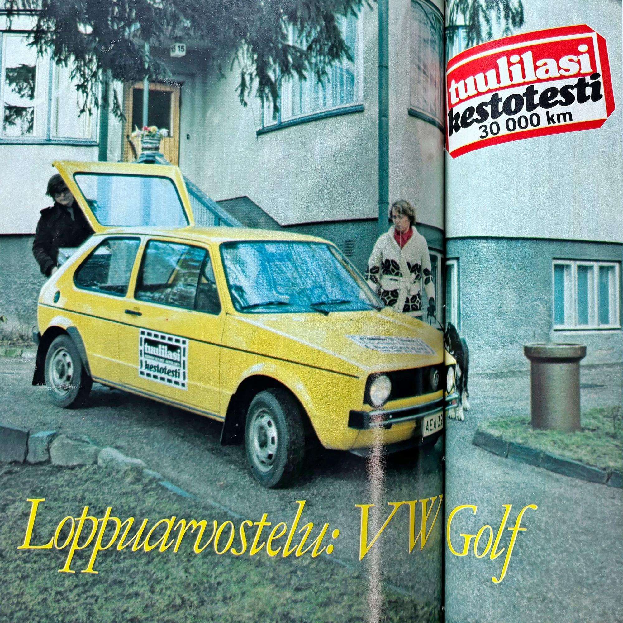 Vuoden 1975 testissä Volkswagen Golf: ”Kolinaa, kilinää ja räminää – omistajan on parasta opetella sähkölaitteiden kuivaamisen taito”