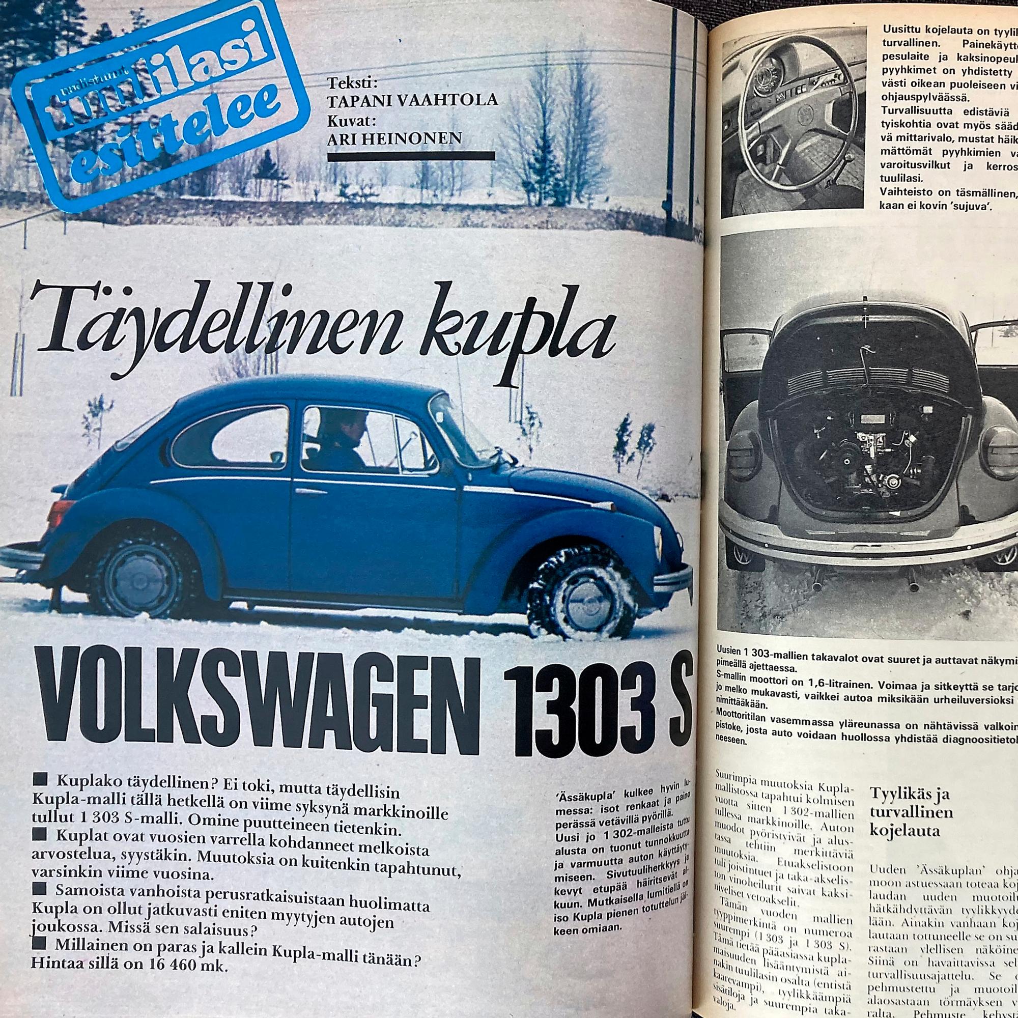 ”Vinoheilurit eivät tuota yllätyksiä” – Testissä 16 460 markan täydellinen kupla eli Volkswagen 1303 S