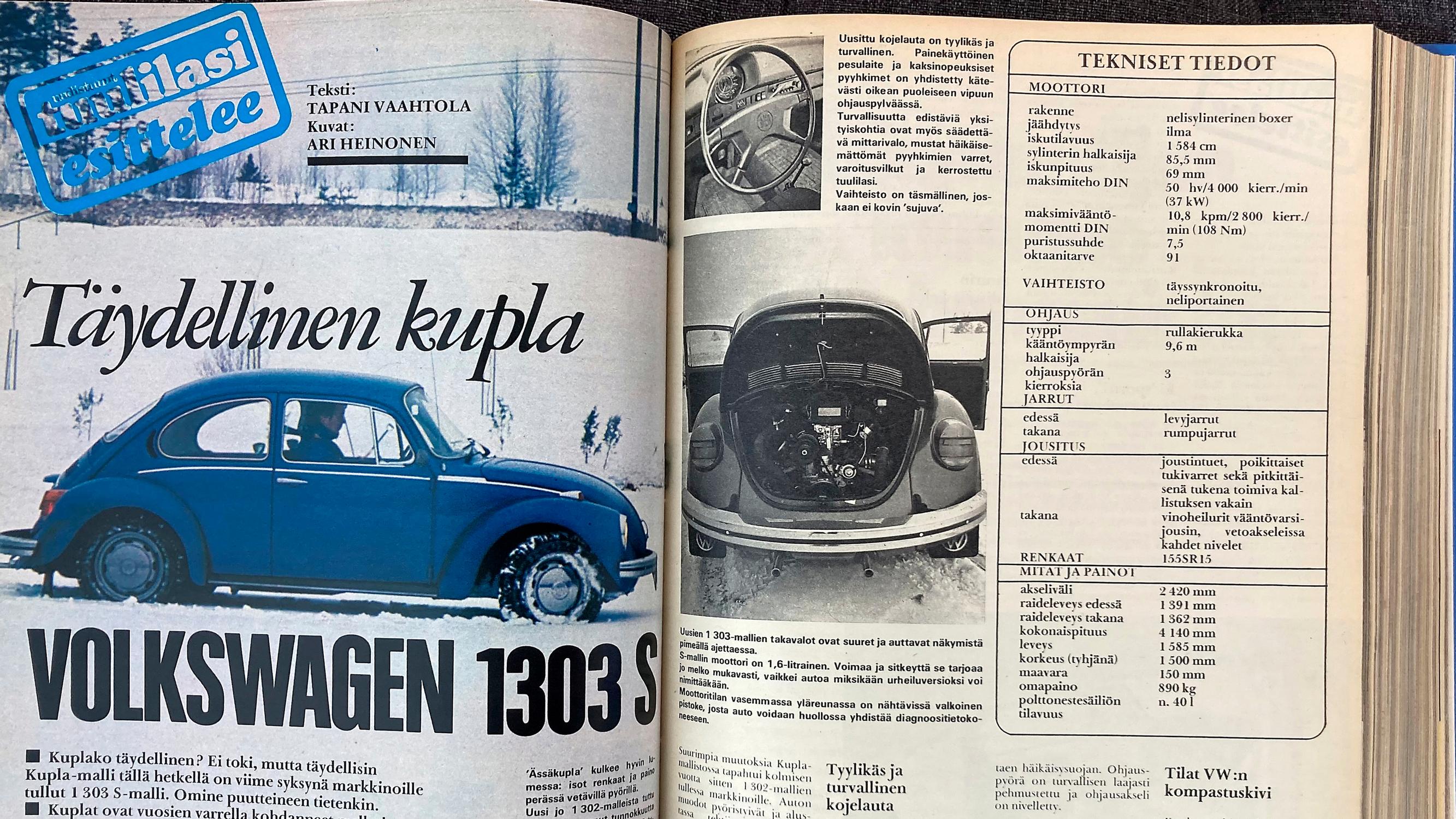 ”Vinoheilurit eivät tuota yllätyksiä” – Testissä 16 460 markan täydellinen kupla eli Volkswagen 1303 S