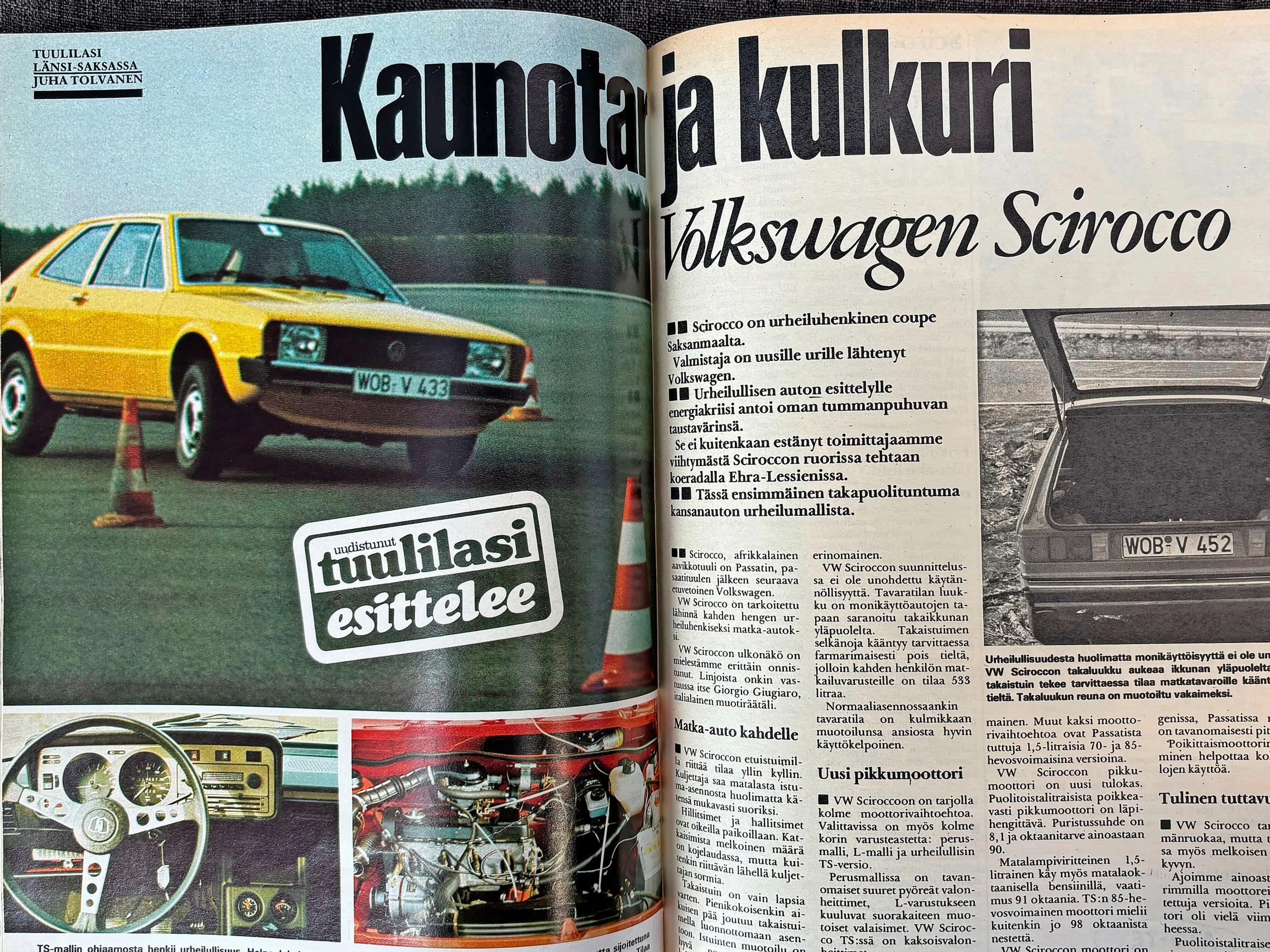 Tuulilasi 1974: ”Scirocco on ajamisesta nauttivan auto, sopivasti urheilullinen, mutta oletettavasti vähäruokainen” – Ensikoeajolla Länsi-Saksassa 