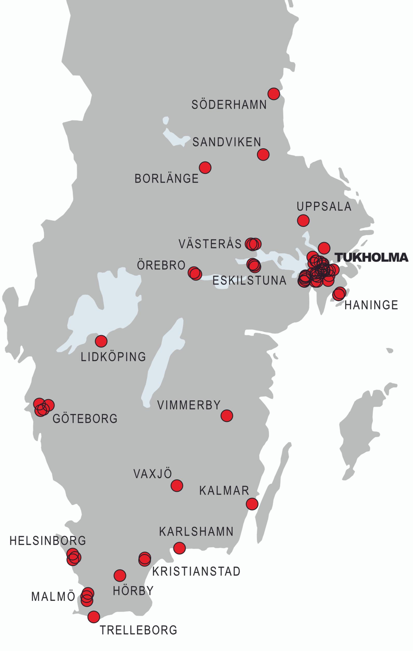 Kuolemaan johtaneita ampumisia on ollut lähes kaikissa Ruotsin isoissa kaupungeissa.