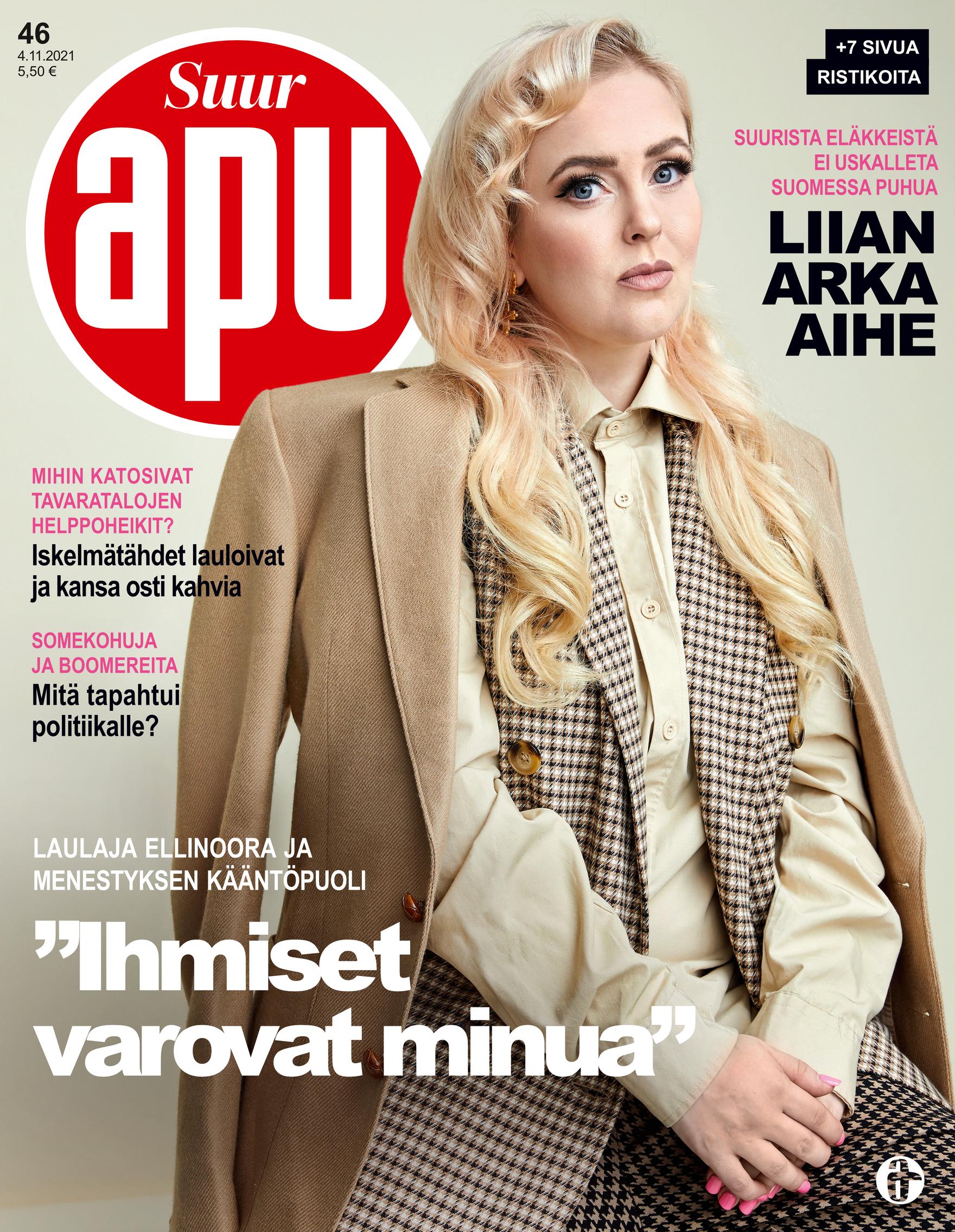 Ellinoora ja Apu-lehti, vuoden paras kansi 2021 -ehdokas Editkilpailussa.
