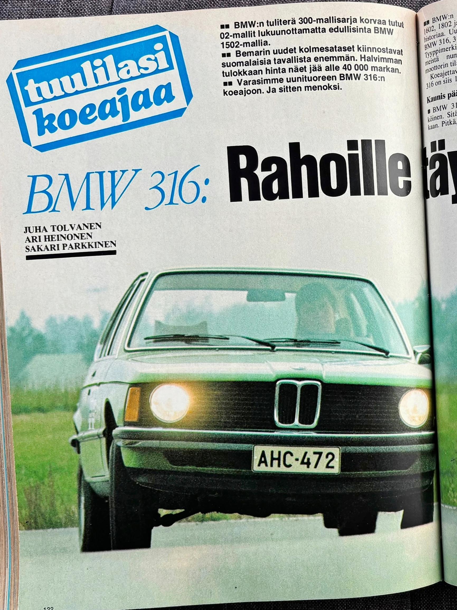 Tuulilasin koeajossa ensimmäinen 3-sarjan BMW –  Tällainen oli autotoimittajan tuomio vuonna 1975