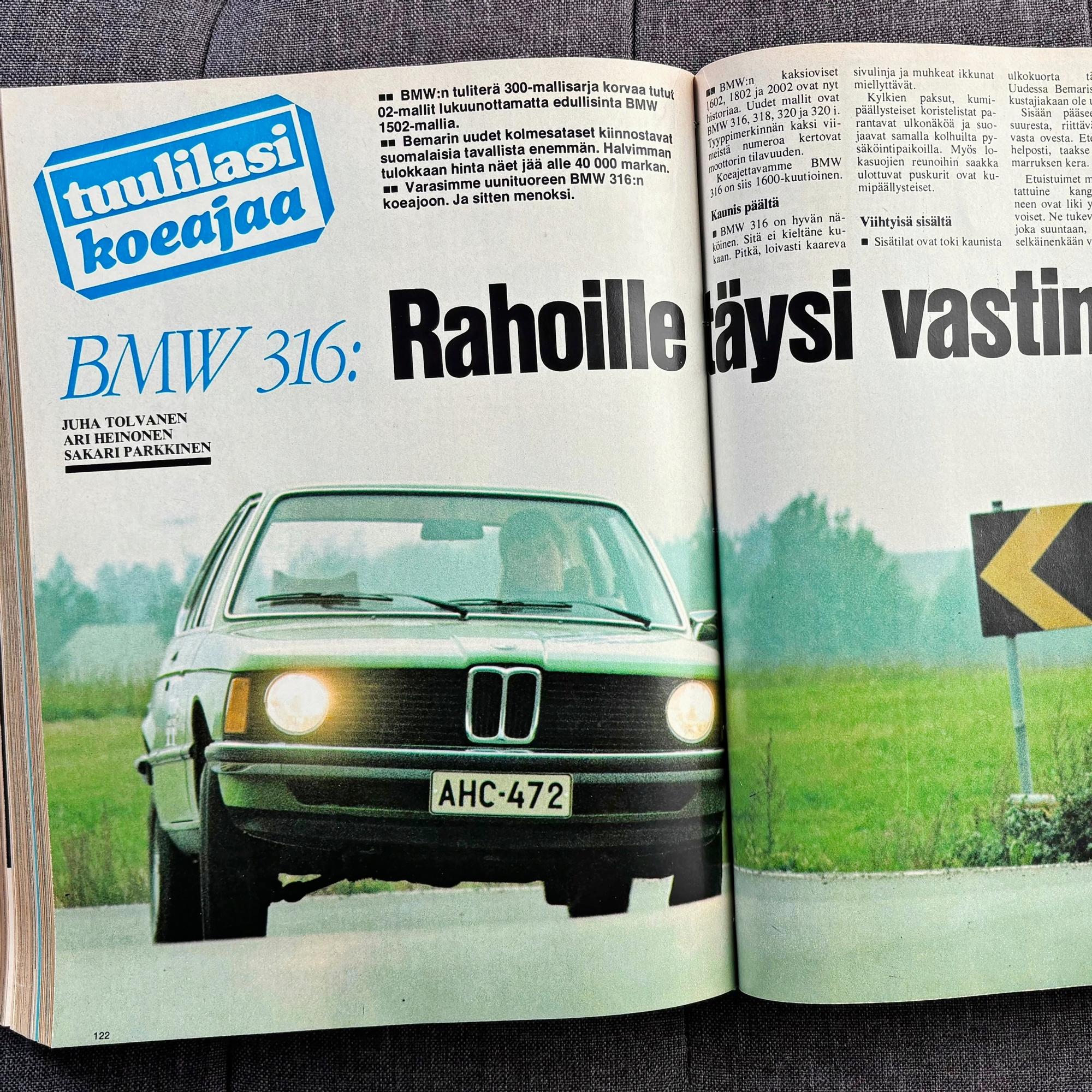 Tuulilasin koeajossa ensimmäinen 3-sarjan BMW –  Tällainen oli autotoimittajan tuomio vuonna 1975