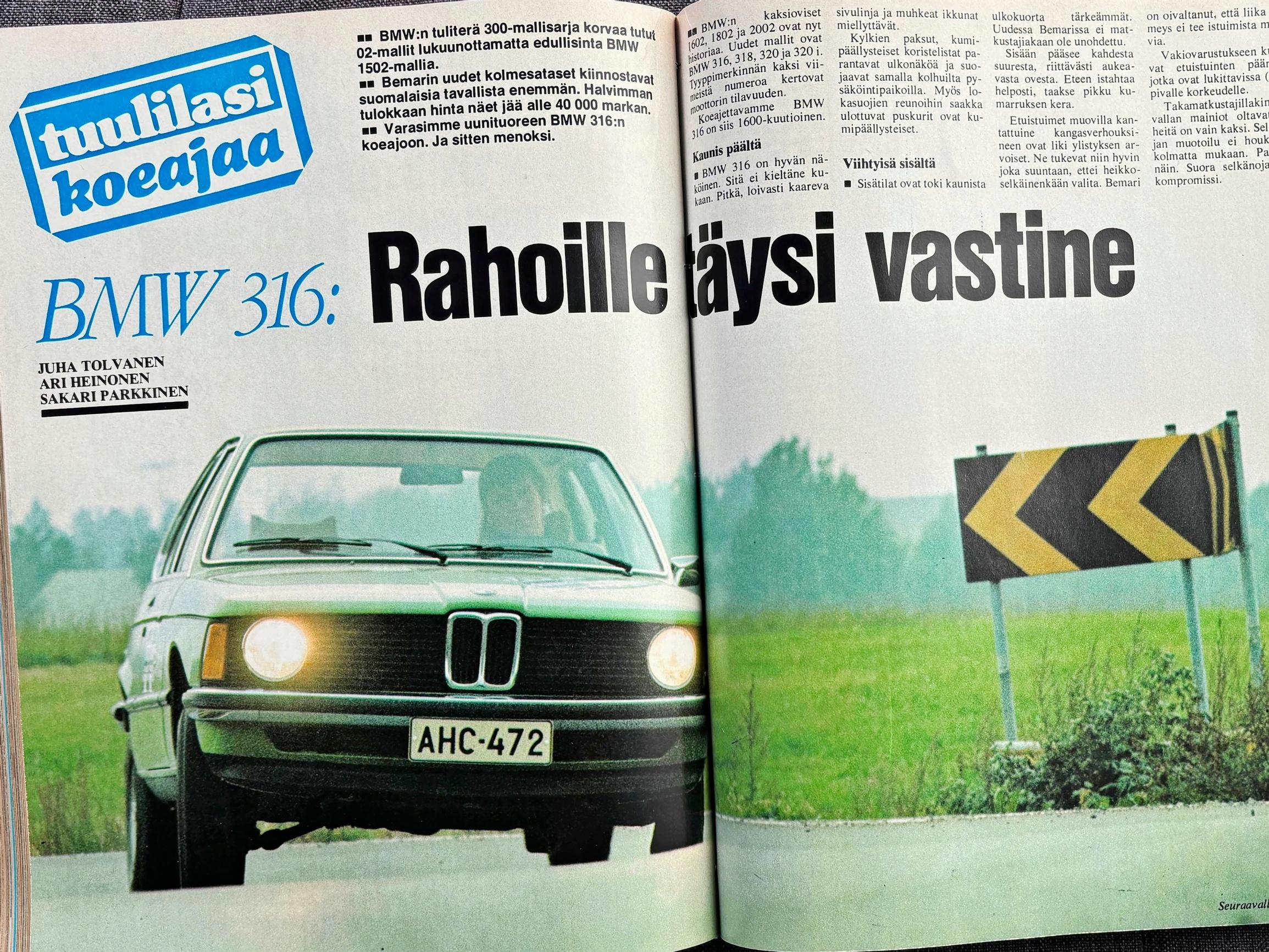 Tuulilasin koeajossa ensimmäinen 3-sarjan BMW –  Tällainen oli autotoimittajan tuomio vuonna 1975