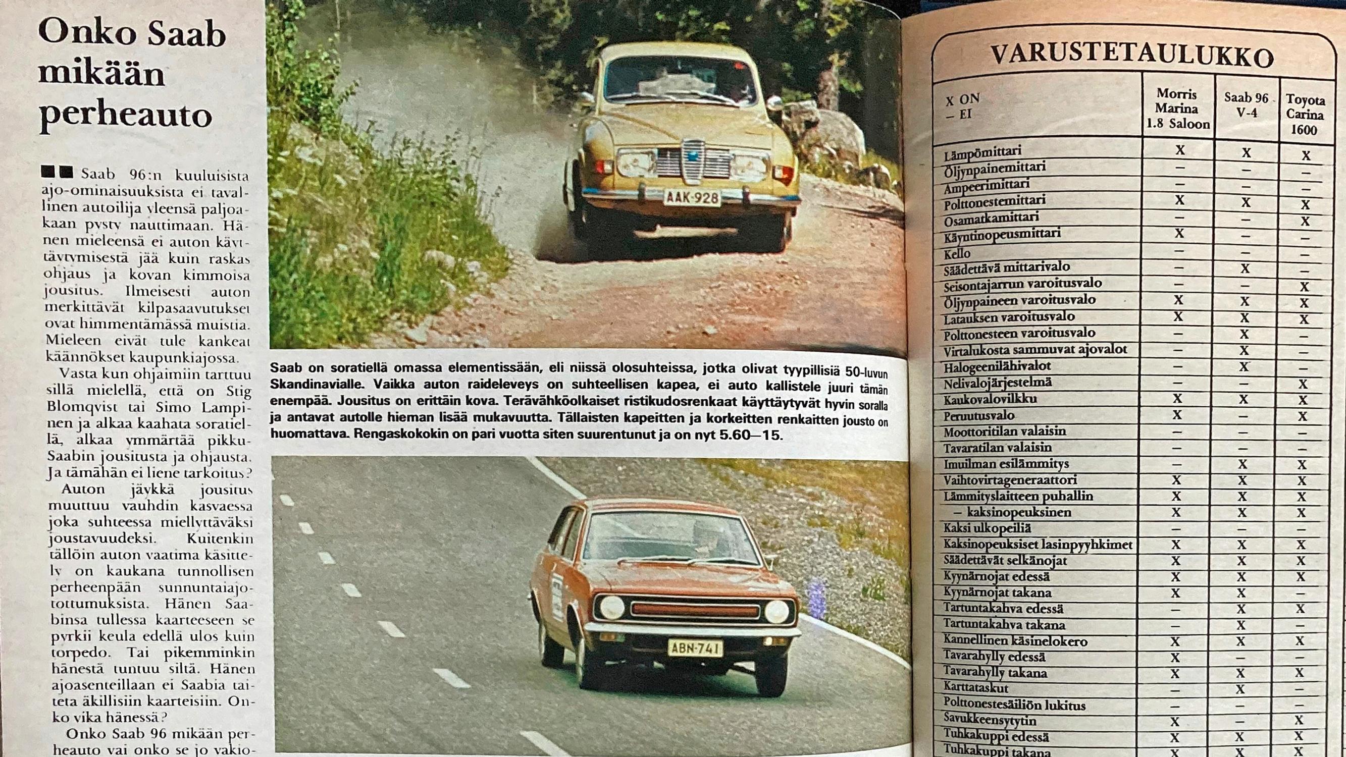 Tuulilasi 1973: Vertailussa Suomen suosituimmat autot – Voittaako kovan kimmoisa jousitus, vellova etupää vai krapula-maanantainen ajokokemus? 