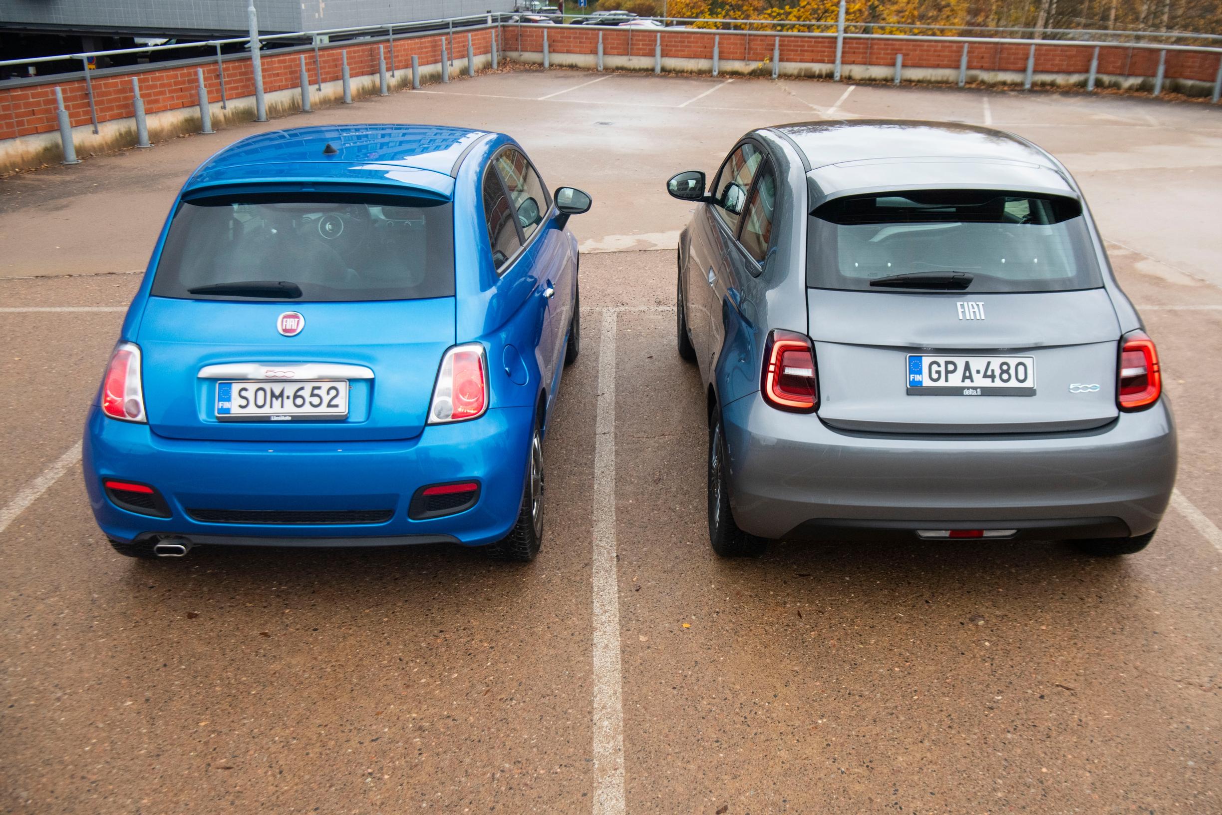 Fiat 500E ja Fiat 500 vm. 15 takaa