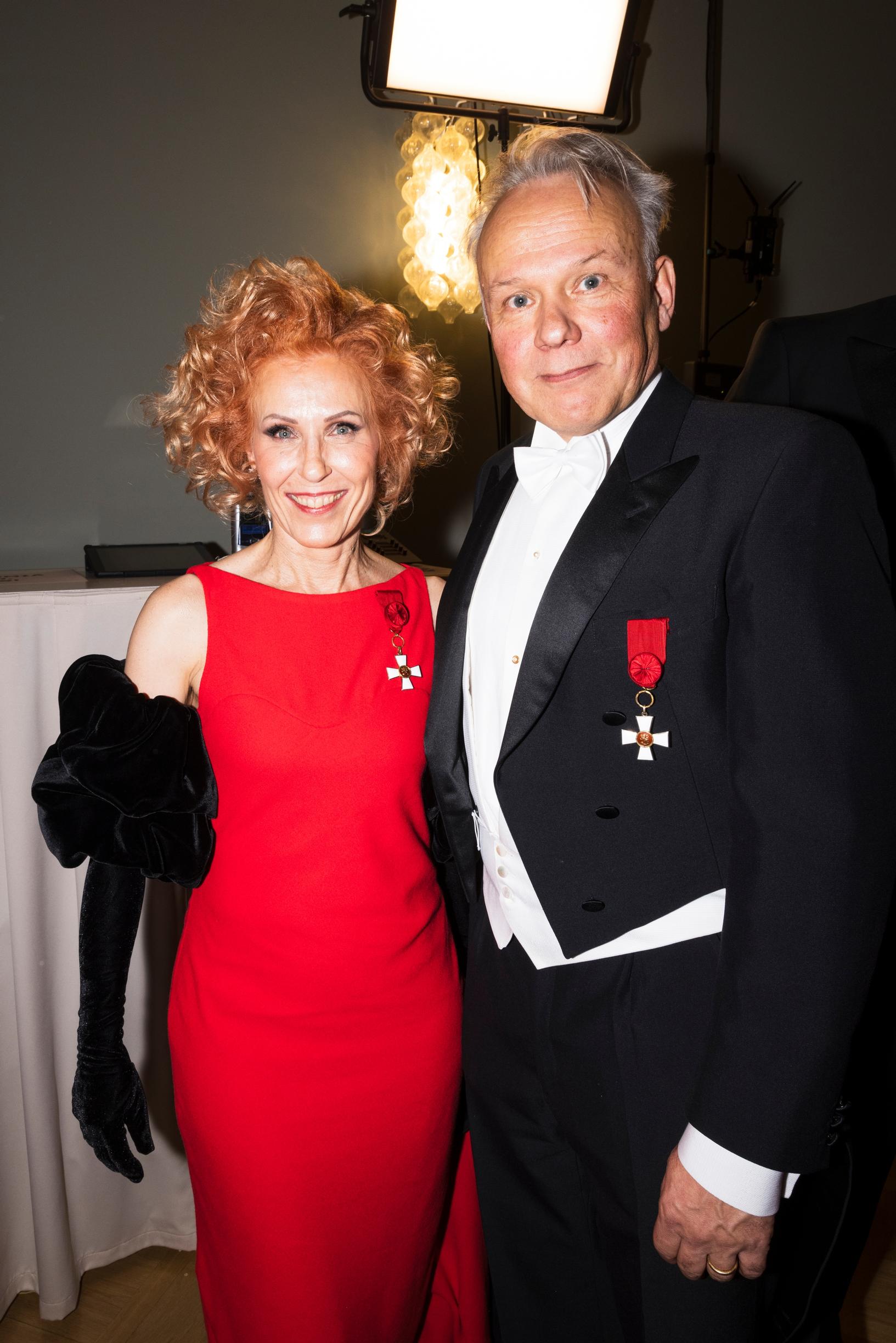 Susanna Rahkamo ja Petri Kokko Linnan juhlissa 2024.