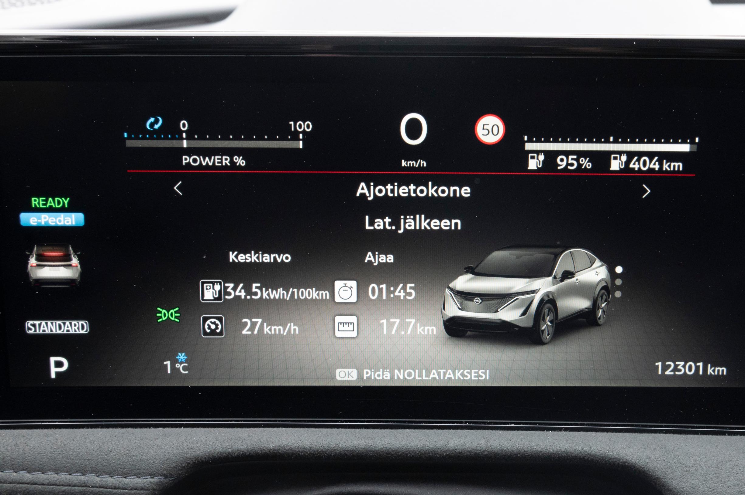 Nissan Ariya 87 kWh FWD Evolven digimittaristo.