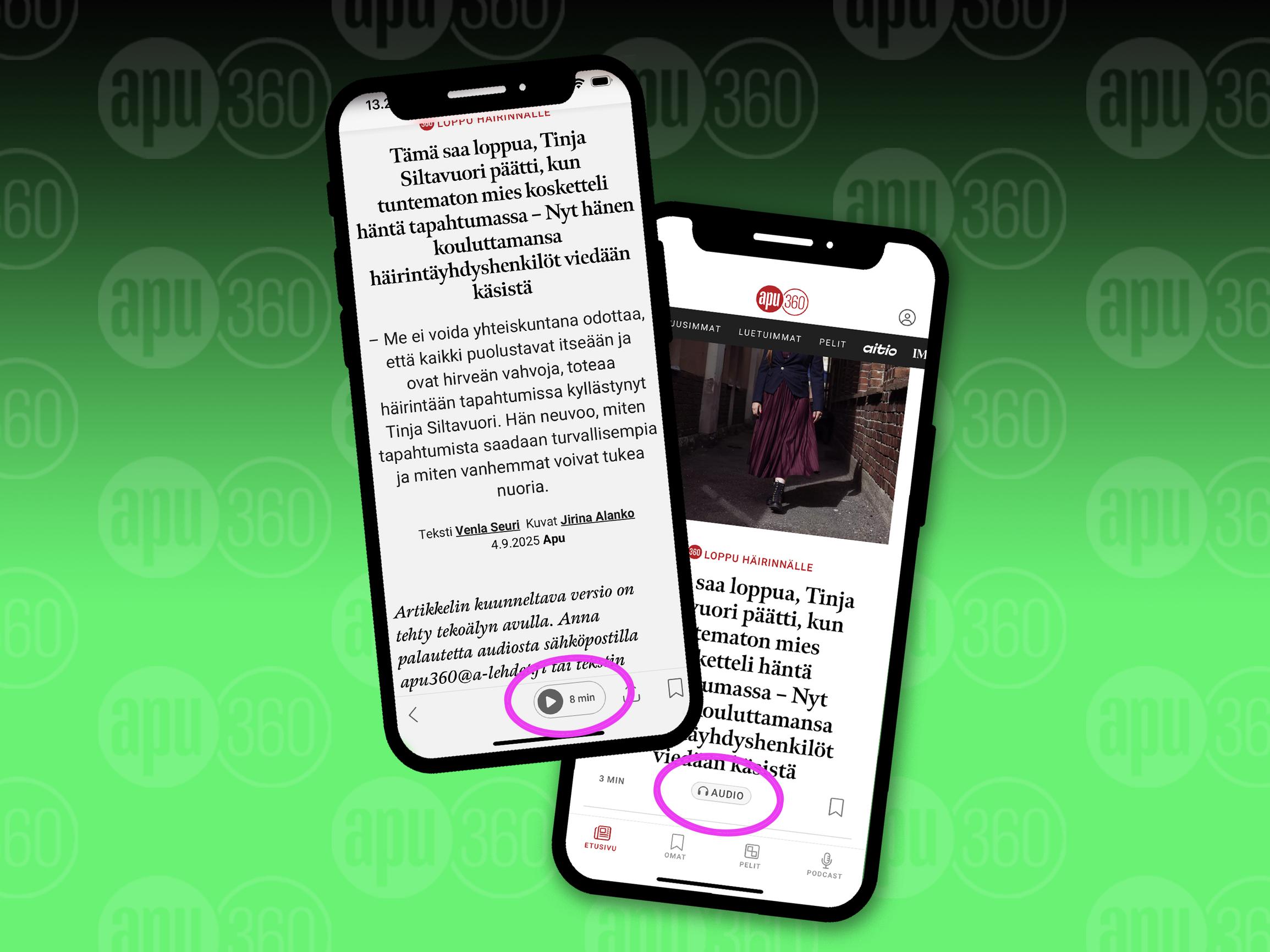Apu360-sovelluksen ja Apu.fi-sivuston tekstisisällöt nyt myös äänenä