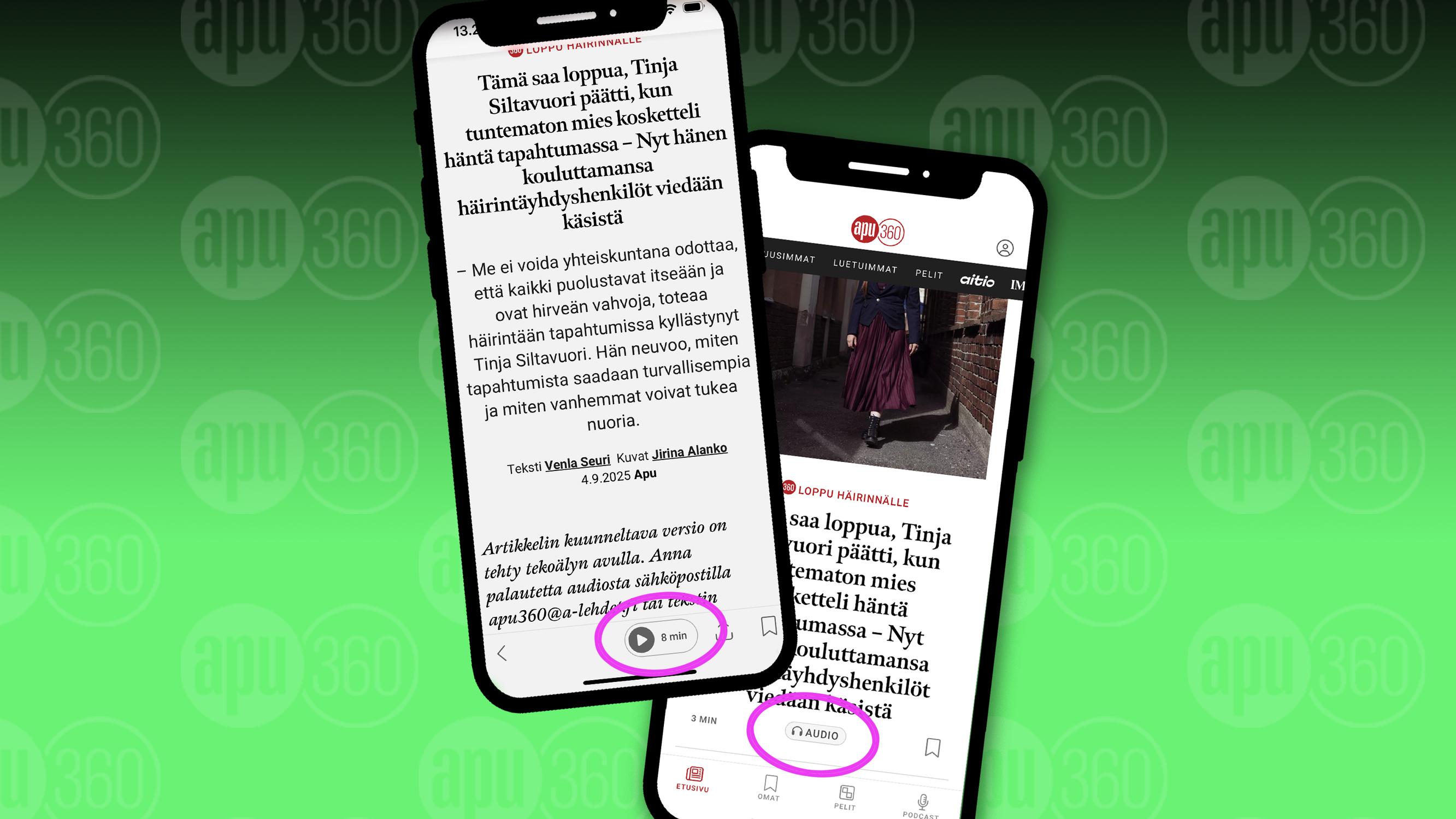 Apu360-sovelluksen ja Apu.fi-sivuston tekstisisällöt nyt myös äänenä