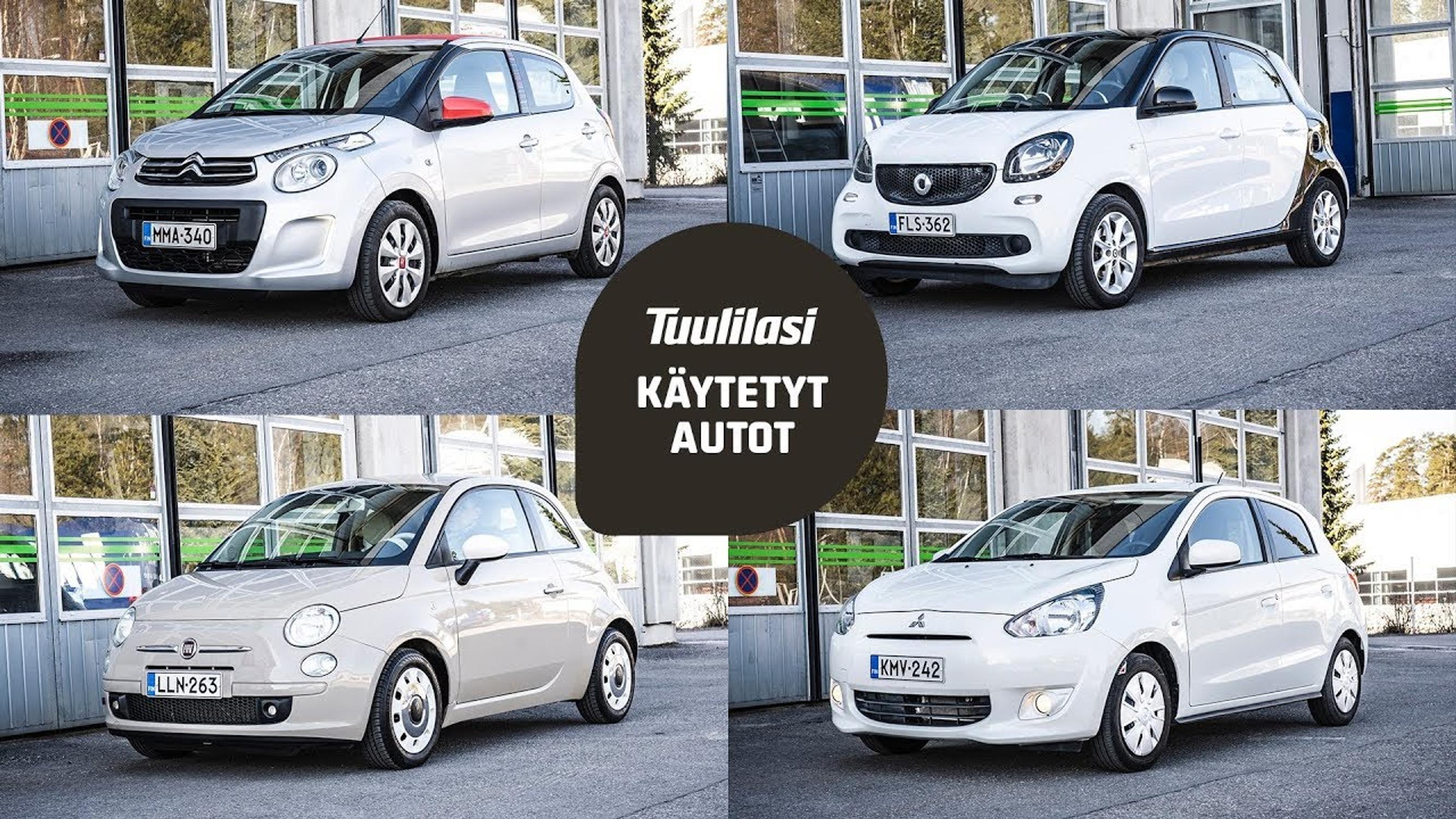 Käytetyt kevytautot (n.10 000 €): Mitsubishi Space Star / Citroën C1 / Fiat 500 / Smart Forfour
